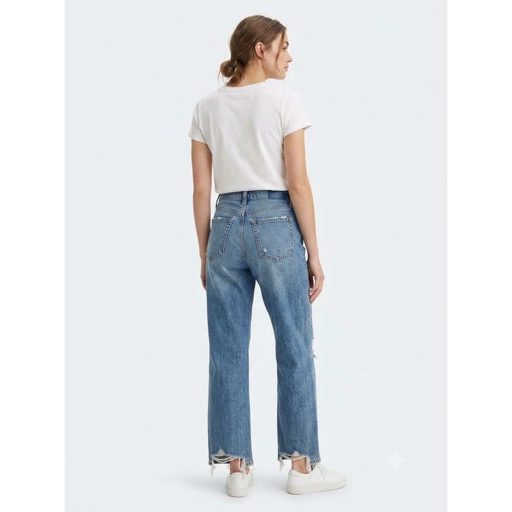 Abercrombie & Fitch Ankle Straight Jeans 25/0XS Blue Distressed Ultra High Rise